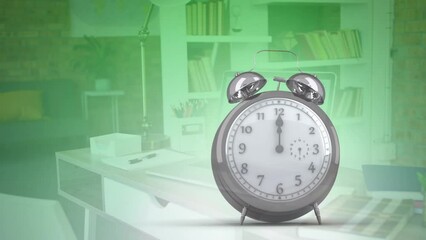 Poster - Animation of clock moving over office desk and shelves
