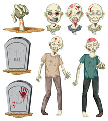 Poster - Set of halloween zombie objects