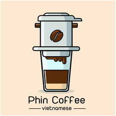 Wall Mural - vietnamese coffee illustration, drip, caphe phin