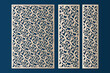 Panels with swirls pattern, Laser cut template set, vector.