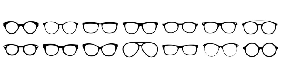 Wall Mural - glasses icon vector set. sunglasses illustration sign collection. vision symbol or logo.