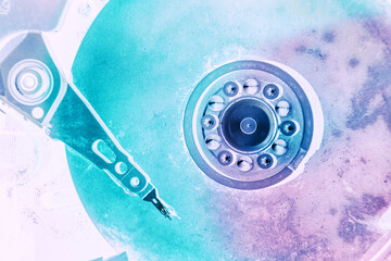 Aufkleber - Close up beautiful open detail frozen hard disk. Concept protection information or save user data.
