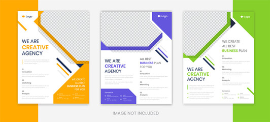 Wall Mural - Abstract Corporate flyer design template set, Editable business flyer, leaflet, pamphlet layout, professional company poster