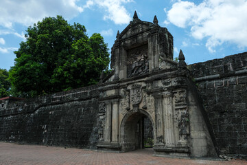 Fort Santiago Gate in Intramuros, Manila, Philippines. The defense fortress is located in Intramuros, the walled city of Manila.