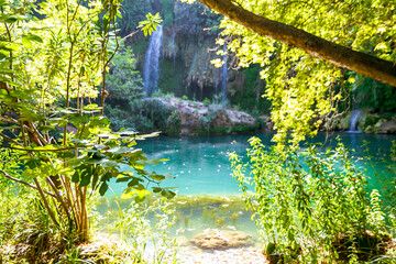 Poster - waterfall in Antalya, Turkey. Green landscape