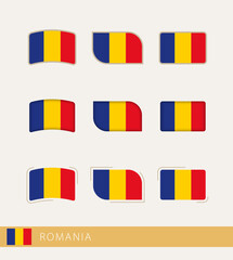 Sticker - Vector flags of Romania, collection of Romania flags.