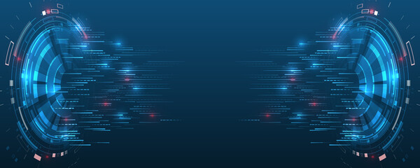 Big data visualization on dark background. An array of multi-colored lines. Hi-tech concept of data structuring. Futuristic fragmentation of information.
