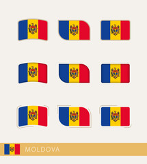 Sticker - Vector flags of Moldova, collection of Moldova flags.