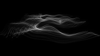 Poster - Abstract Organic Network Mesh Waving Fx Background Loop/ 4k animation of an abstract fractal background with mesh surface and particle lines waving and seamless looping