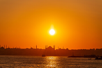 Wall Mural - sunset over İstanbul city. amazing sunset landscape. panoramic view of İstanbul