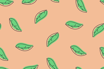 Wall Mural - editable poplar leaf seamless vector pattern with modern style