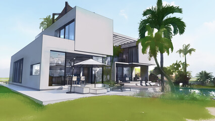 Aufkleber - Architecture design of luxury villa