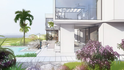 Aufkleber - Architecture design of luxury villa