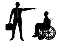 Silhouette Vector Employer Refuses The Disabled Person In A Wheelchair To Employ Him For Work