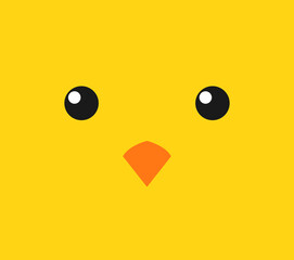Wall Mural - cute yellow easter chick bird face background.