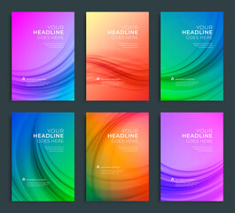 Wall Mural - Modern abstract annual report, flyer design, brochure templates set. Vector illustration for business covers, corporate presentation banners. Colorful light lines.