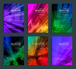 Wall Mural - Modern abstract annual report, flyer design, brochure templates set. Vector illustration for business covers, corporate presentation banners. Geometric lines.