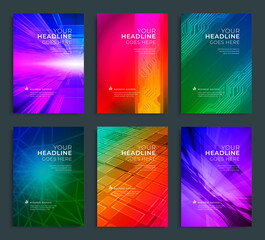 Wall Mural - Modern abstract annual report, flyer design, brochure templates set. Vector illustration for business covers, corporate presentation banners. Geometric lines.