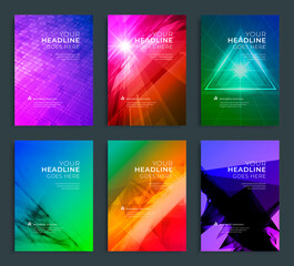 Wall Mural - Modern abstract annual report, flyer design, brochure templates set. Vector illustration for business covers, corporate presentation banners. Geometric lines.