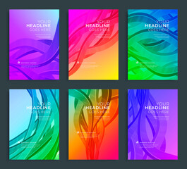 Wall Mural - Modern abstract annual report, flyer design, brochure templates set. Vector illustration for business covers, corporate presentation banners. Geometric lines.