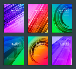 Wall Mural - Modern abstract annual report, flyer design, brochure templates set. Vector illustration for business covers, corporate presentation banners. Geometric lines.