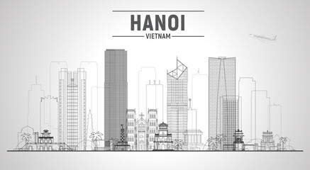 Wall Mural - Item ID: 1203408880

Hanoi ( Vietnam ) line skyline with panorama in white background. Vector Illustration. Business travel and tourism concept with modern buildings. Image for presentation or banner.