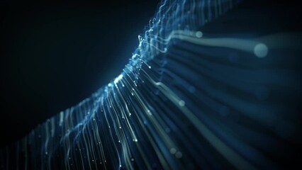 Wall Mural - abstract light fiber strings flowing background loop/ 4k animation of an abstract wallpaper technolo