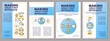 Making great first impression blue brochure template. Leaflet design with linear icons. 4 vector layouts for presentation, annual reports. Arial-Black, Myriad Pro-Regular fonts used
