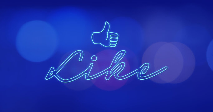 Image of like text over light spots on blue background