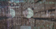 © vectorfusionart - Image of financial data processing and stock market over empty warehouse