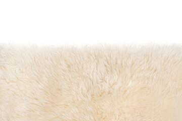 Wall Mural - Beige fluffy wool texture isolated white background. white natural fur texture. close-up for designers