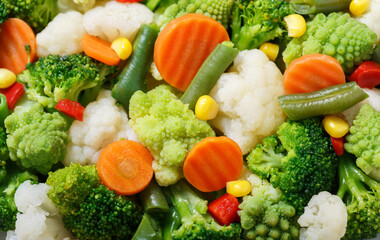 Poster - steamed vegetables as background