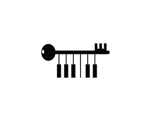 Wall Mural - keys, lock and piano logo template design. symbol illustration.