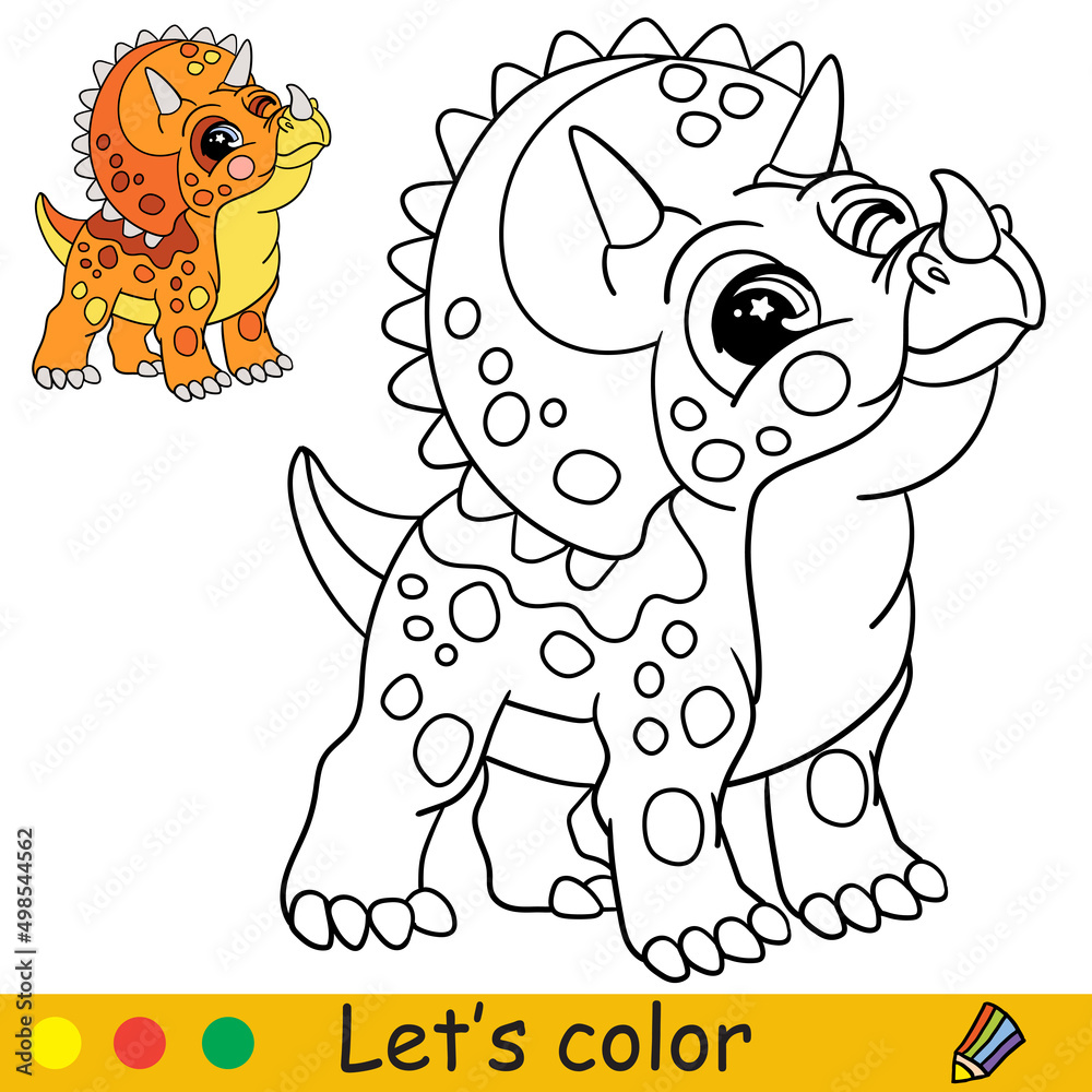 Cartoon cute dinosaur triceratops coloring book page vector Stock Vector |  Adobe Stock, image size:1000x1000