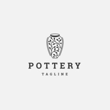 Nature Pottery Line Logo Icon Design Template Flat Vector