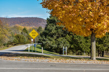 Dead End Sign In Cheerful Fall Landscape