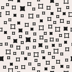 Poster - Black and white empty squares inside are randomly scattered across the canvas. Seamless vector pattern of identical squares of different sizes.