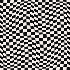 Poster - The black and white pattern of square cells is reminiscent of a racing flag. Vector 3d canvas of black and white striped squares.