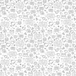 © kanvictory - Social networks and dating apps vector linear seamless pattern with message icons, emoticons and hearts.