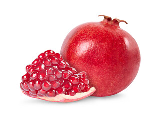 Canvas Print - Juicy pomegranate isolated on white background. 