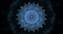 Digital Render Beautiful Exquisite Blue Fractal Patterns Rotating Circular And Star Formations