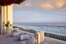 Porch With Gulf Front View At Sunset