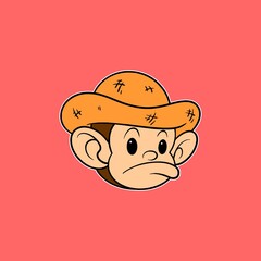 Poster - cute monkey head cartoon