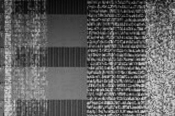Fototapete - Pixel pattern of a digital glitch / Abstract black and white pixel pattern background of a digital glitch.
