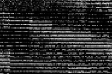 Fototapete - Pixel pattern of a digital glitch / Abstract black and white pixel pattern background of a digital glitch.