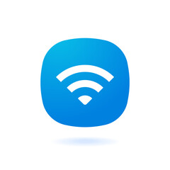 Fototapete - Blue wifi icon 3d bubble with shadow. Vector wi-fi signal black. Wireless icon. WIFI internet sign isolated on white background, flat minimal style, vector illustration. Stock vector.