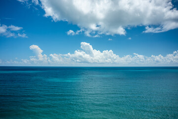 Panoramic view of ocean with blue cloud background in Florida