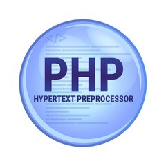 Aufkleber - Vector blue icon or symbol of PHP hypertext preprocessor isolated on a white background. Open source general-purpose server-side scripting language suited for web development. PHP programming language