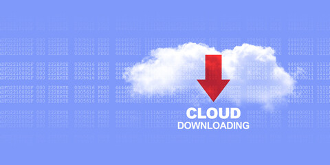 Poster - 3d illustration Cloud with downloading arrow 