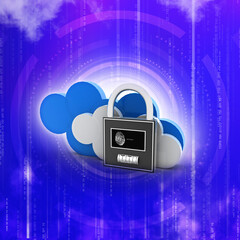 Wall Mural - 3d rendering Cloud computing, security